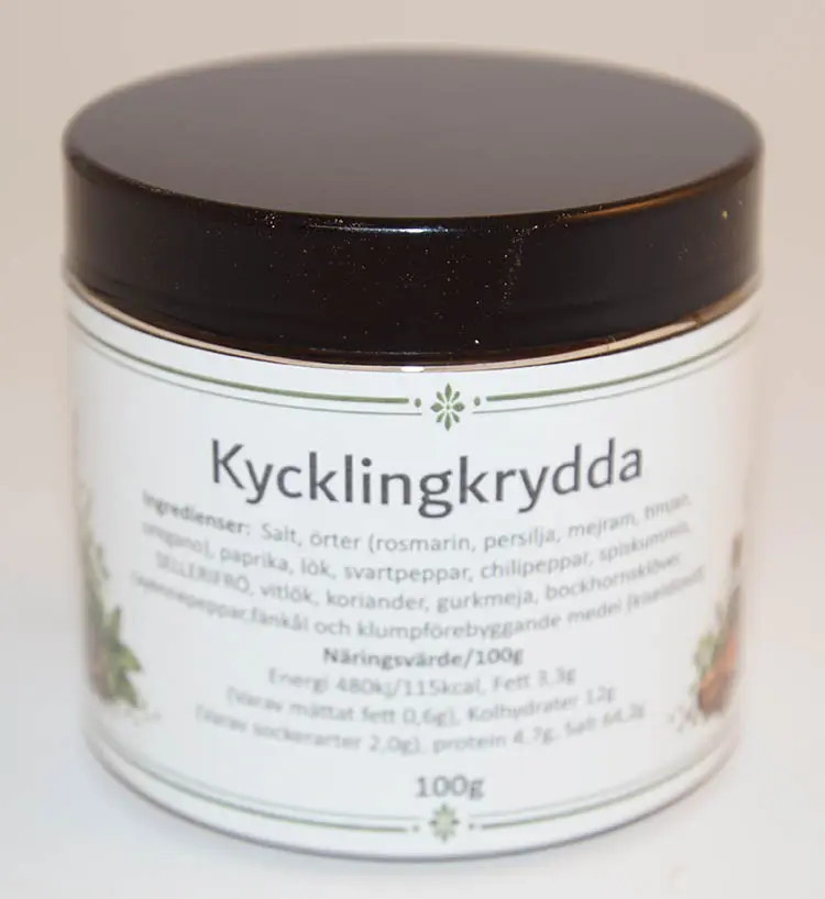 Chicken seasoning pack in PET jar with black lid 100g