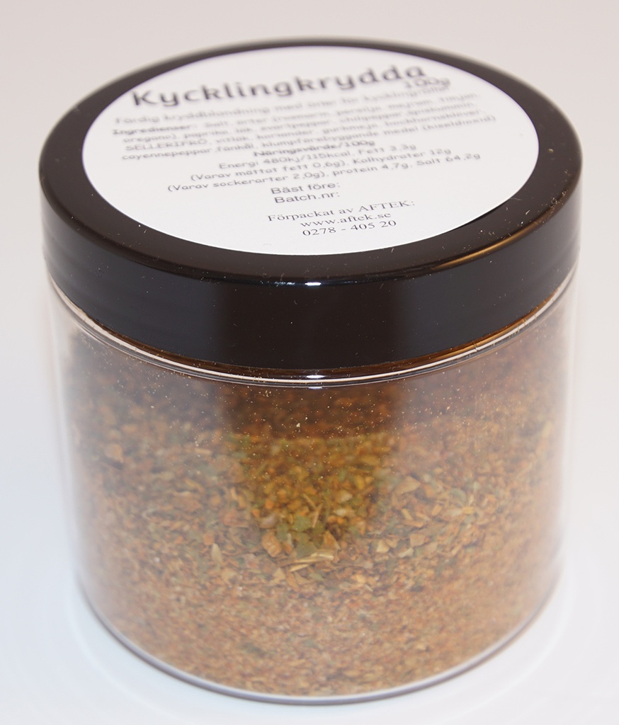 Chicken seasoning pack in PET jar with black lid 100g