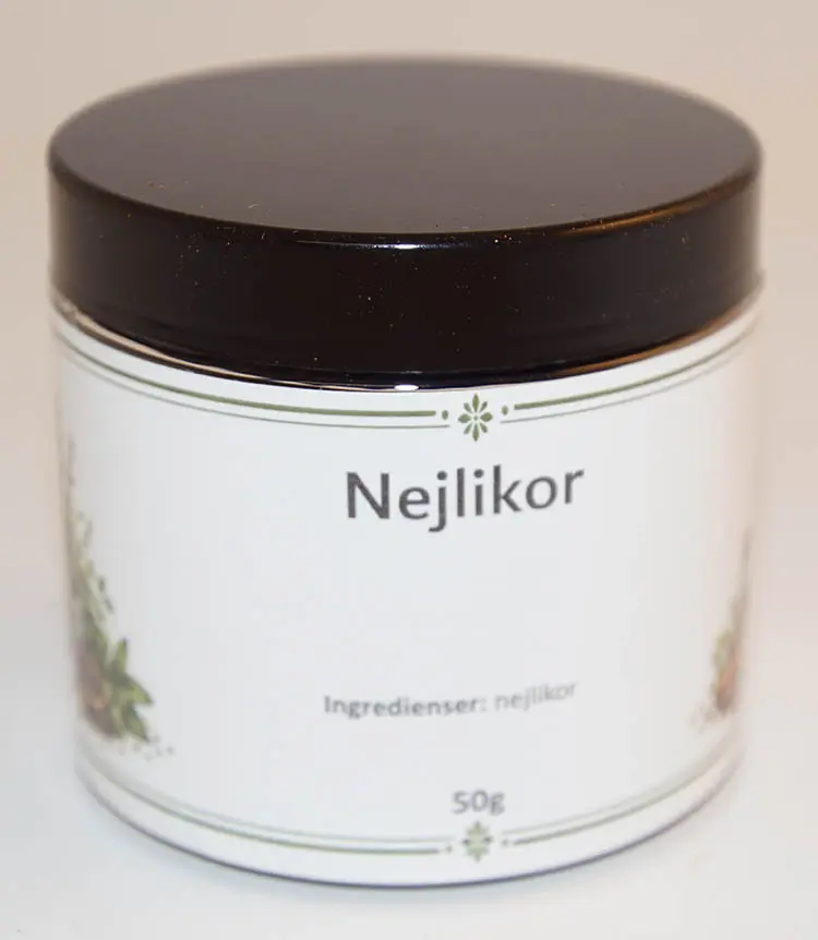 Nejlikor hela fp i petburk med svart lock 50g