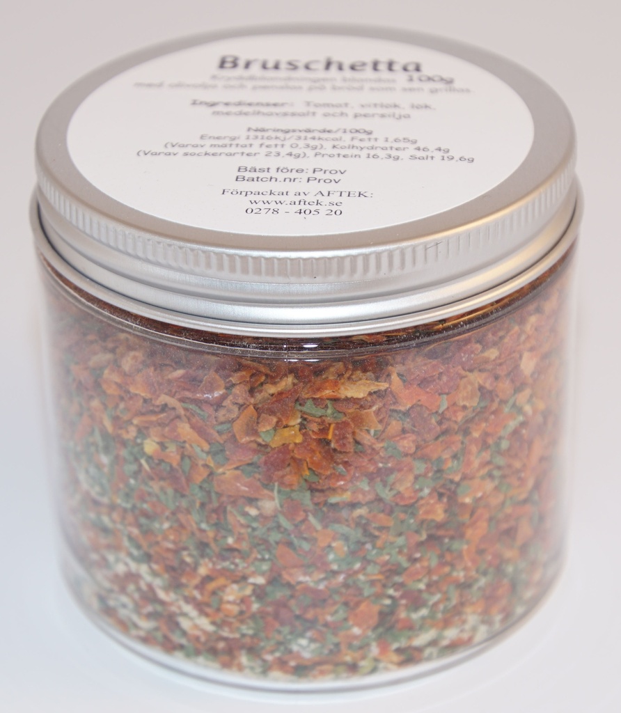Bruschetta pack in PET jar with silver lid 100g