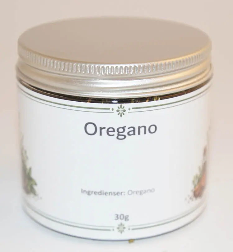 Oregano i PET-burk med silverlock 30g