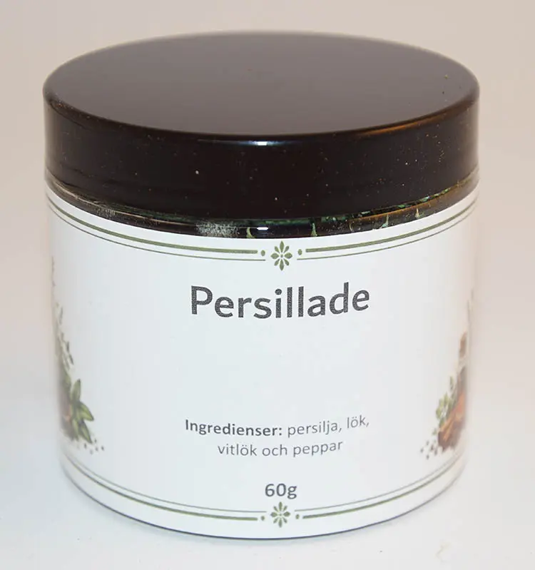 Persillade fp i petburk med svart lock 60g