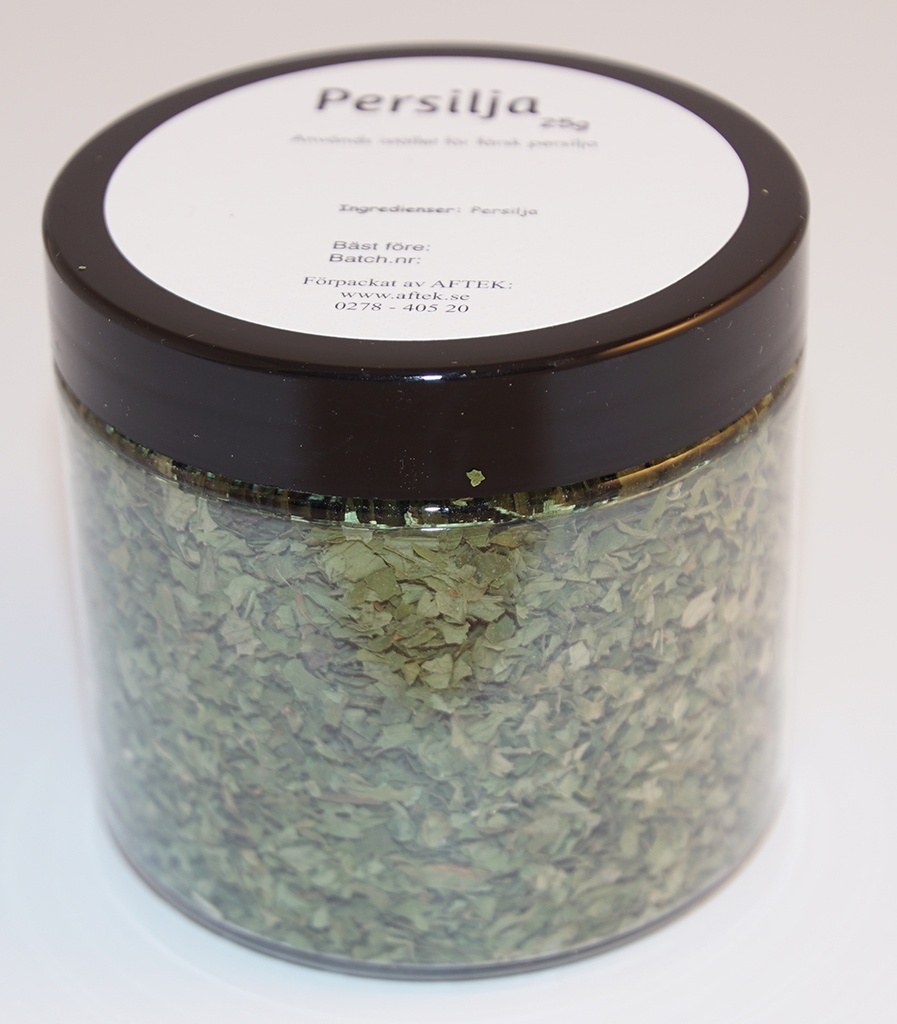 Parsley 5mm pack in PET jar with black lid 25g