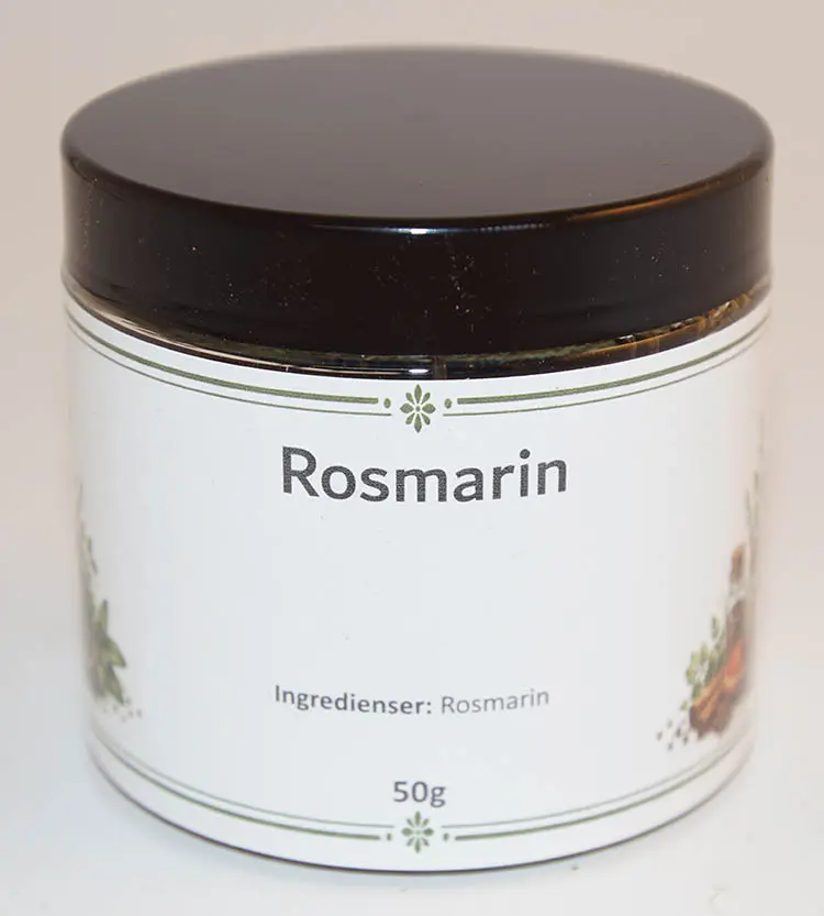 Rosmarin fp i petburk med svart lock 50g