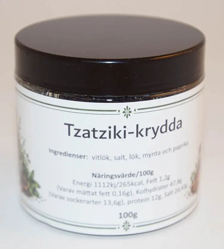 Tzatziki i petburk med svartlock 100g