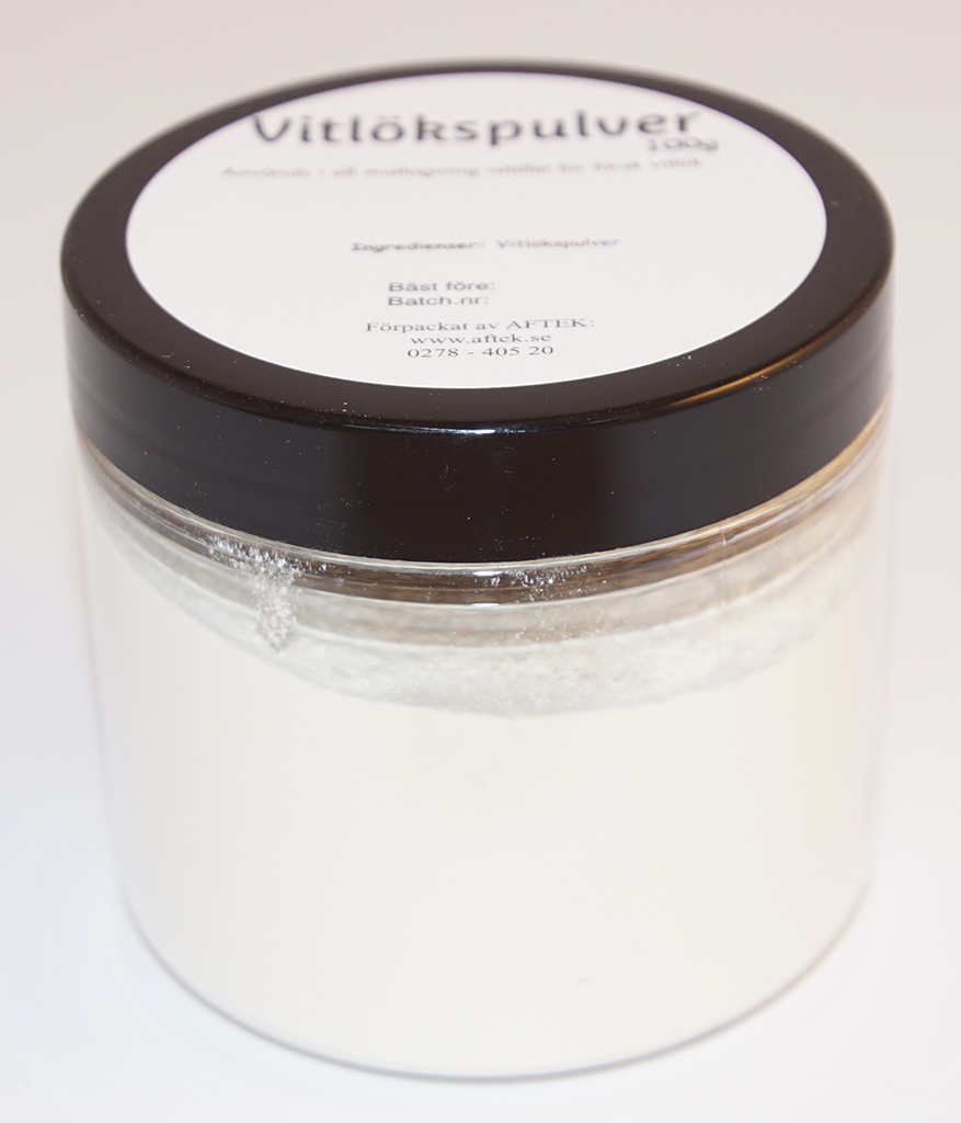 Vitökspulver fp i petburk med svart lock 100g