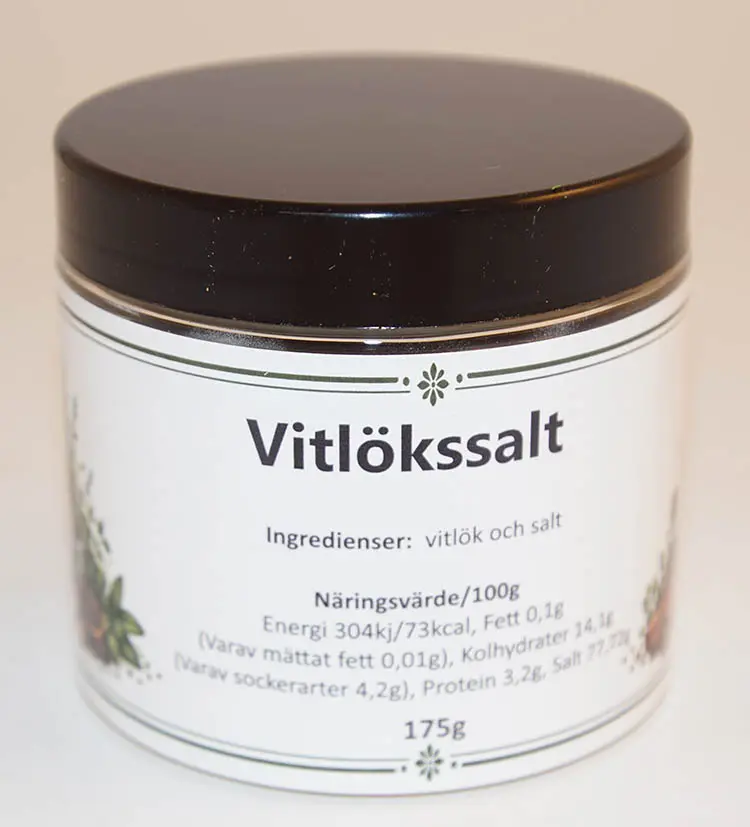 Vitlökssalt fp i petburk med svartlock 175g