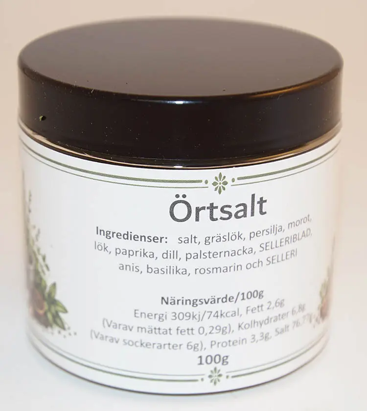 Örtsalt fp i petburk med svart lock 100g