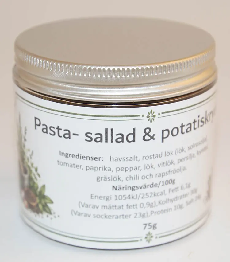 Pasta Salad Potato seasoning pack in PET jar with silver lid 75g