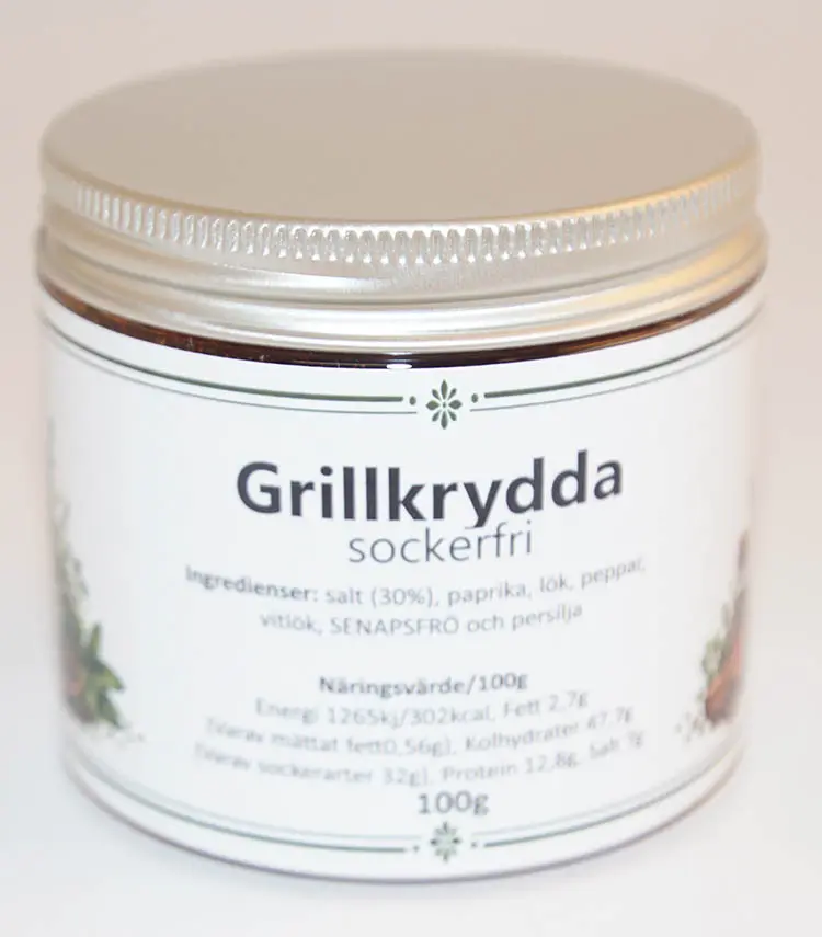 Grill seasoning sugar-free pack in PET with silver lid 100g