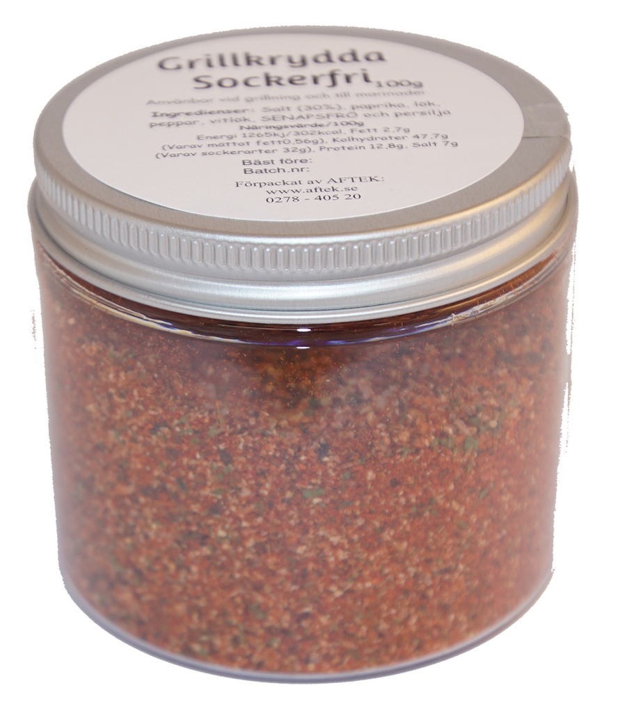 Grillkrydda sockerfri fp i PET med silver lock 100g