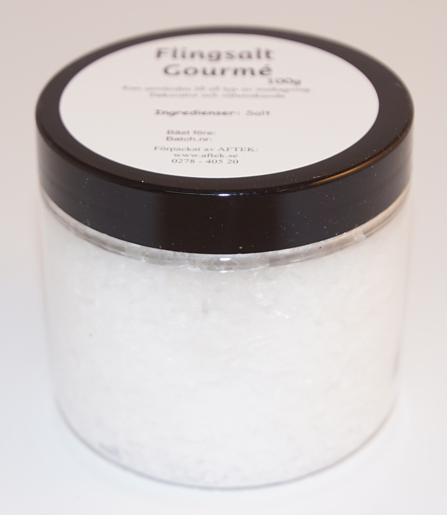 Flake salt Gourmet PET jar with black lid 100g