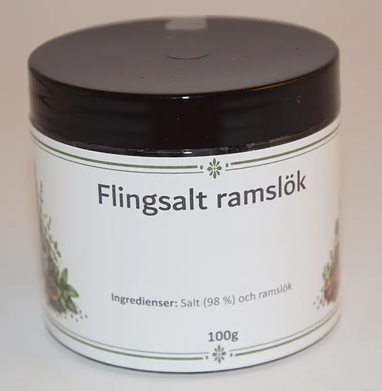 Flake salt Ramson pack in PET jar with black lid 100g