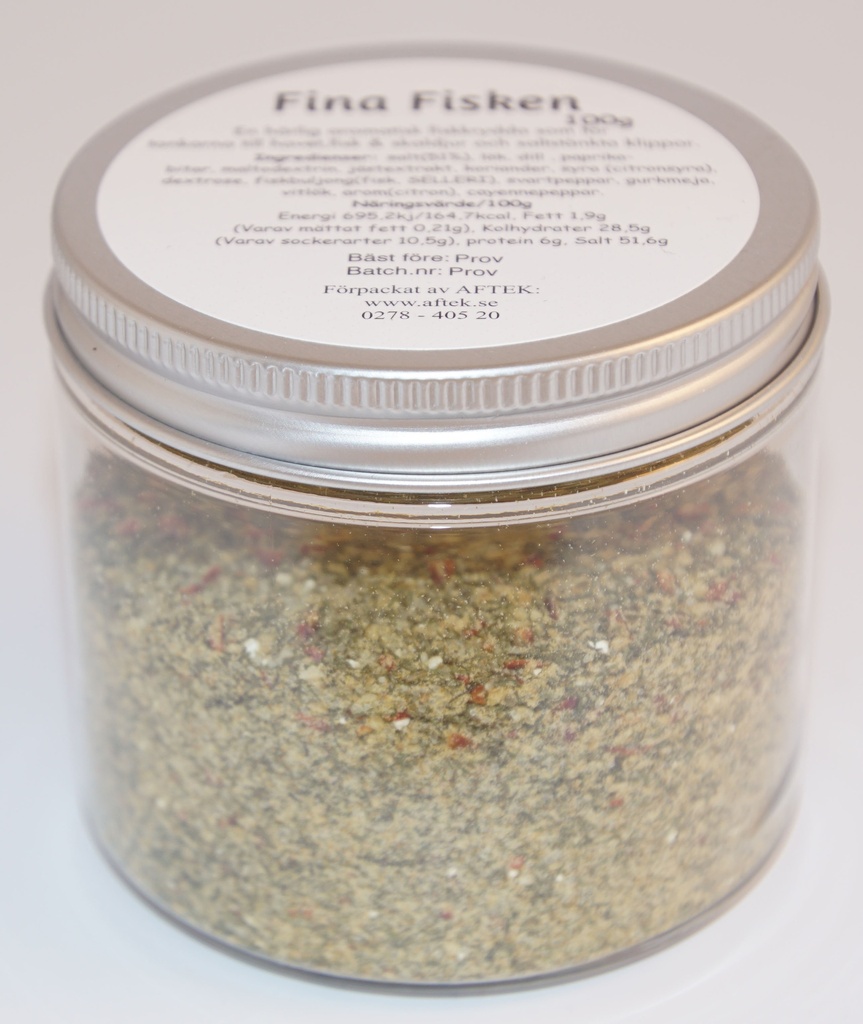 Fina fisken pack in PET jar with silver lid 100g
