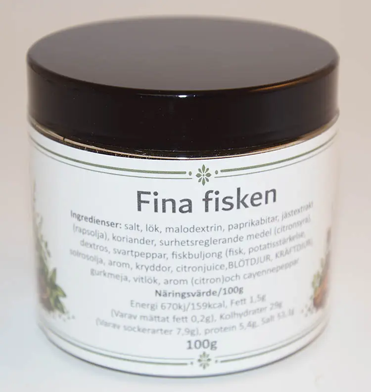 Fina fisken pack in PET jar with black lid 100g