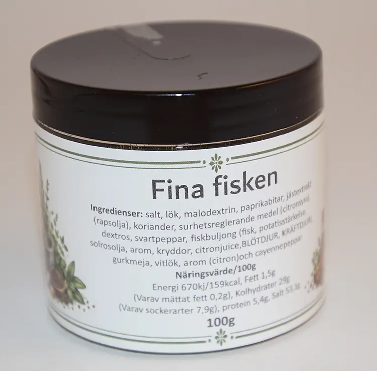 Fina fisken pack in PET jar with black lid 100g