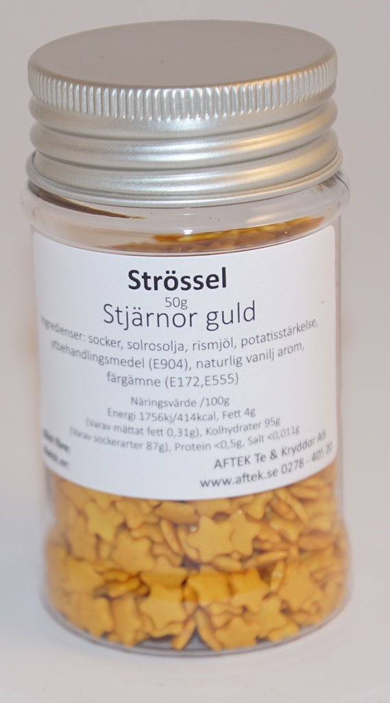 Strössel Stjärnor Guld fp i PETburk 50g