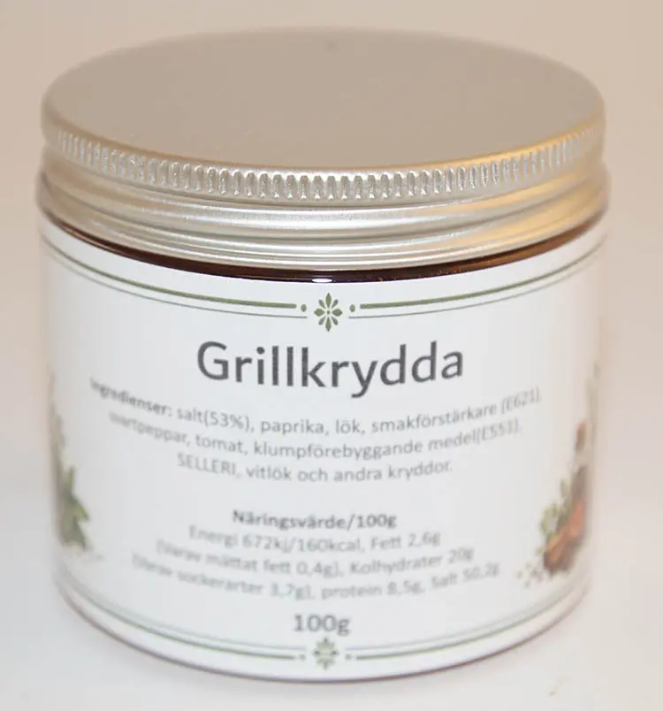 Grill seasoning in PET jar with silver lid 100g