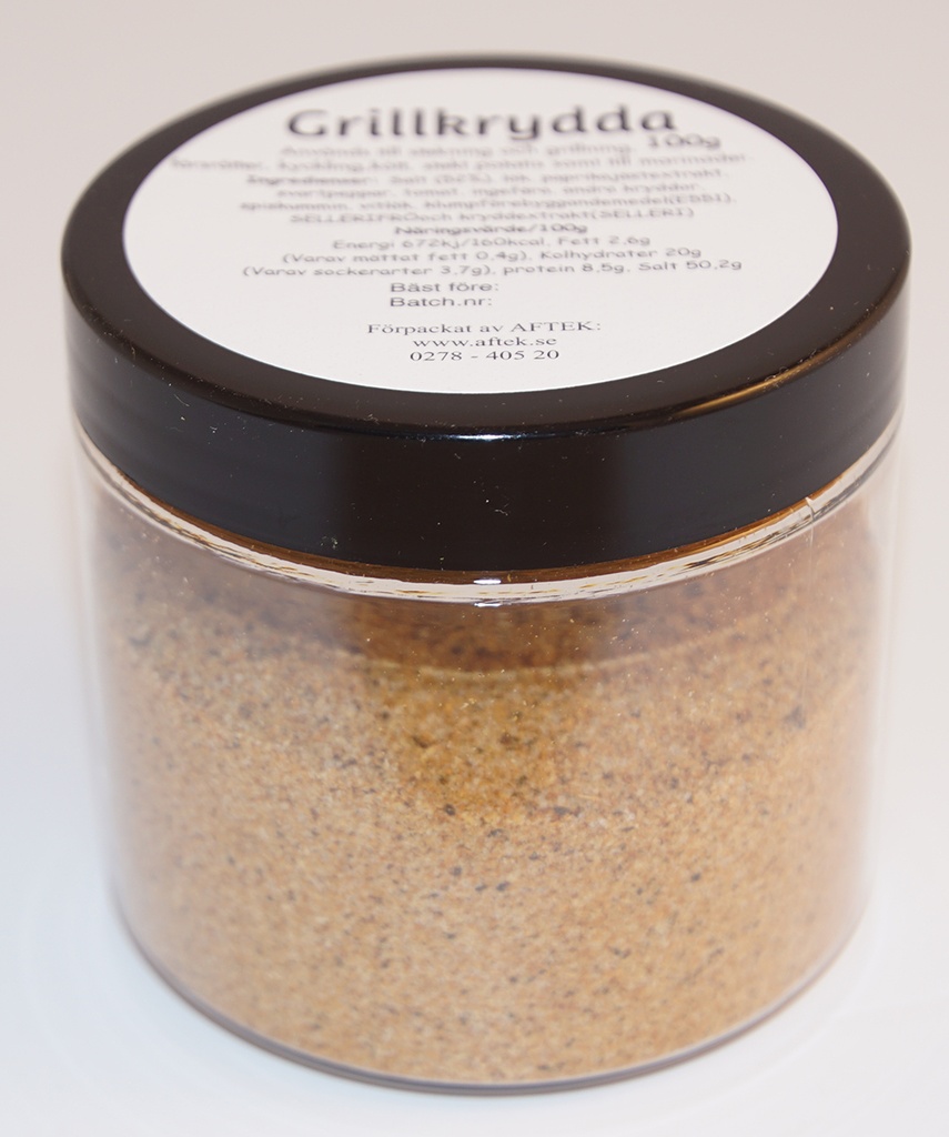 Grillkrydda i PET-burk med svart lock 100g