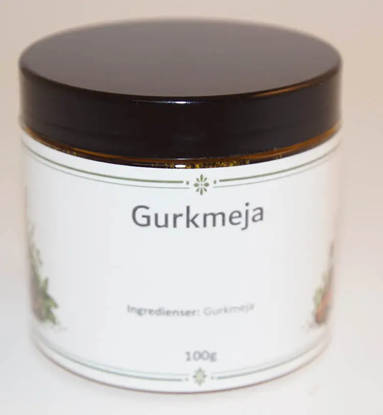 Gurkmeja fp i petburk med svart lock 100g