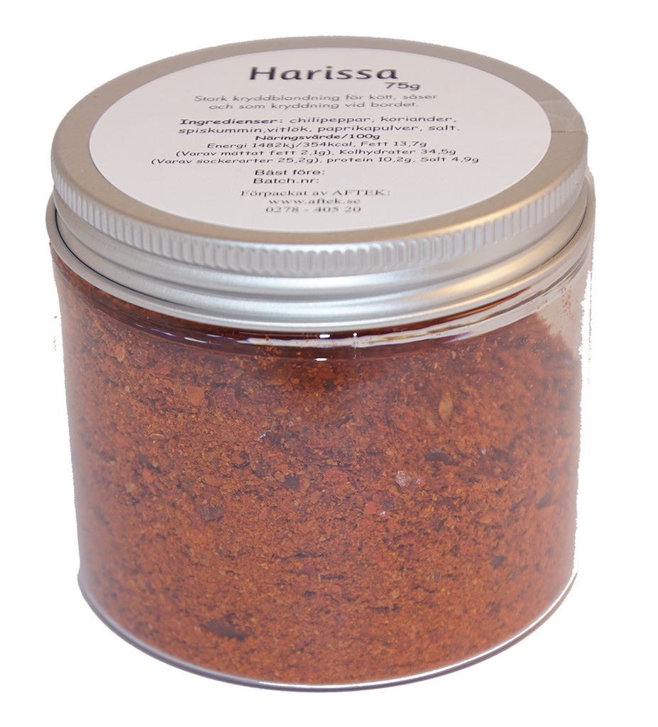 Harissa spice pack in PET with silver lid 75g