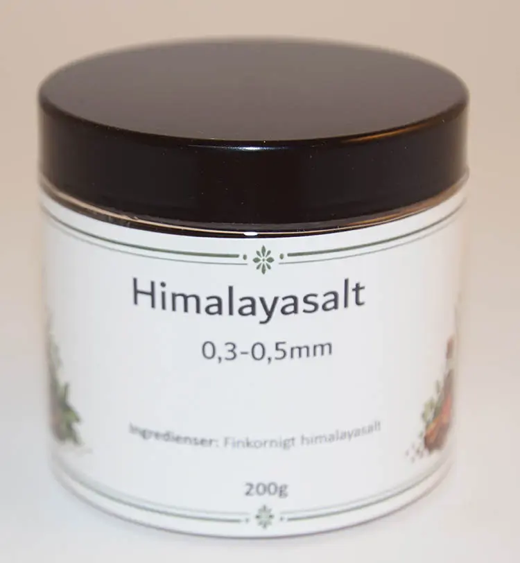 Himalaya salt 0.3-0.5mm pack in PET jar with black lid 200g