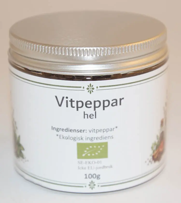 Vitpeppar hel EKO fp i PET-burk 100g