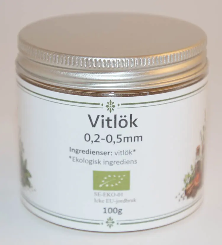 Vitlök 0,2-0,5mm EKO fp i PET-burk