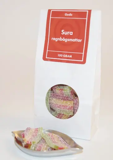 [L9716] Sour rainbow mats in white bags with window 100g