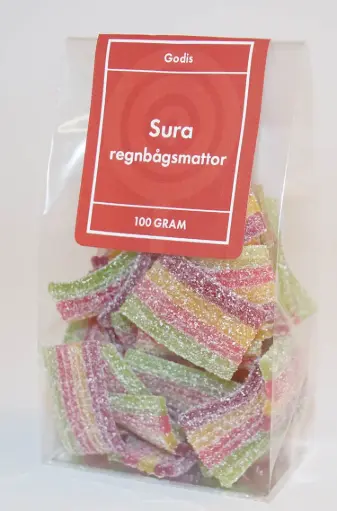 [P9716] Sura regnbågsmattor i ståpåse 100g