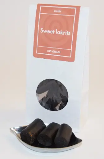 [L9502] Sweet liquorice Finnish white bag with window 100g