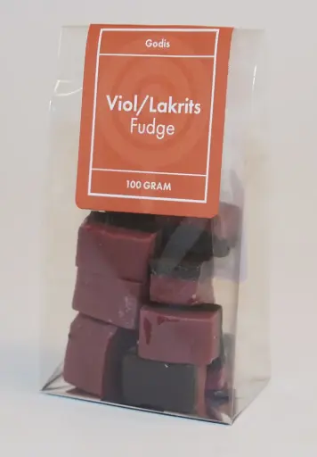 [P9405] Viol/lakrits fudge kolafabriken ståpåse 100g