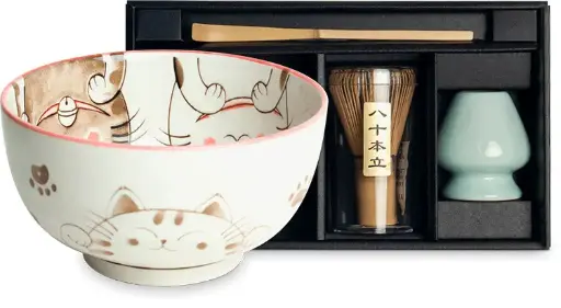 [1081] Matcha set in box 4-parts - Akai Neko