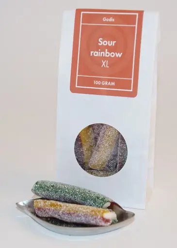[L9706] Sour Rainbow XL vit påse med fönster