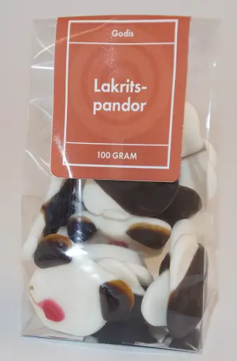 [P9714] Lakritspandor fp i ståpåse 100g