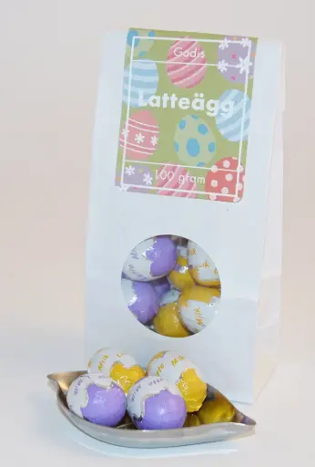 [L9825B] Latteägg 7g vit påse med fönster 100g