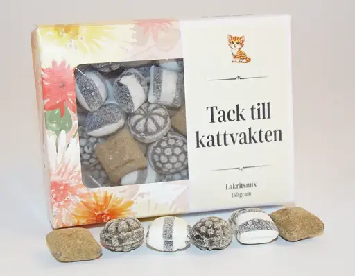 [J9571D] Tack till kattvakten - Lakritsmix 150g i ask B