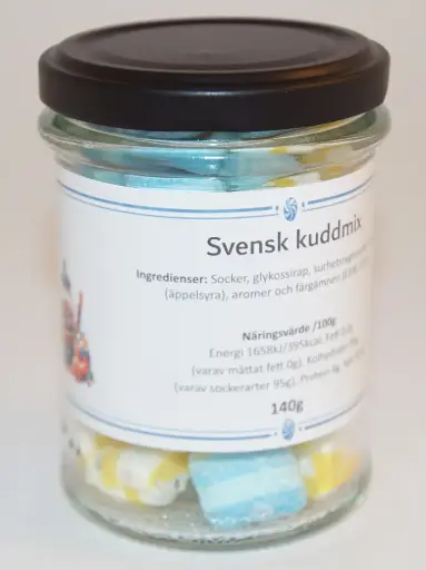 [G9765] Svensk kuddmix i glasburk 140g