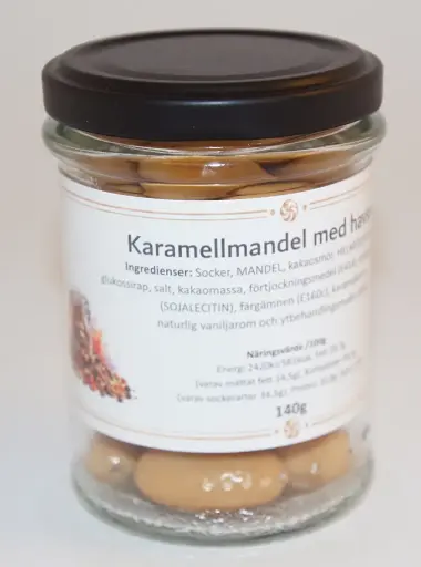 [G9008] Caramel almonds in glass jar 140g
