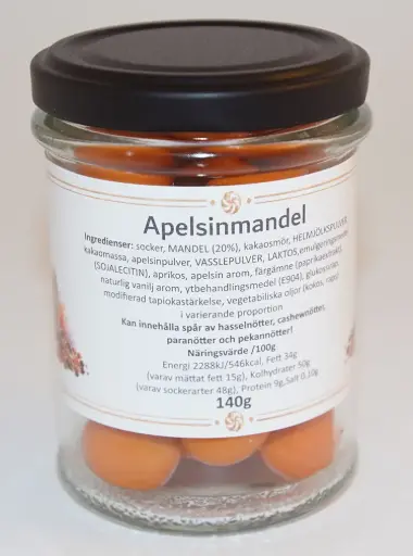 [G9014] Apelsinmandel i glasburk 140g