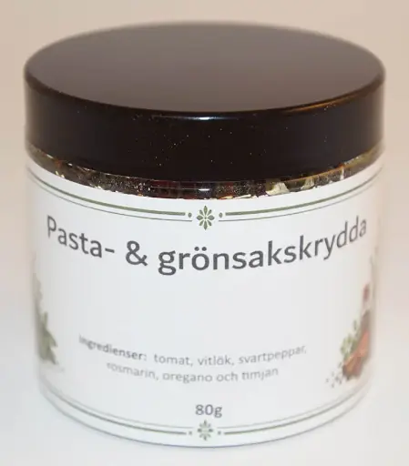 [S190D] Pasta o grönsakskrydda i petburk med svart lock 80g
