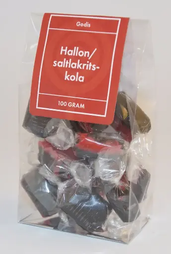 [P9602] Hallon/Saltlakritskola kolafabriken i ståpåse 100g
