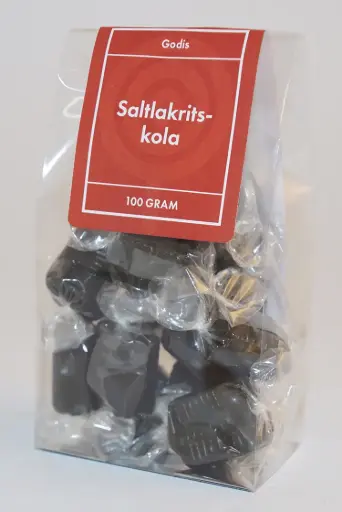 [P9606] Saltlakritskola kolafabriken i ståpåse 100g