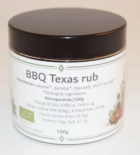 [SE31D] BBQ Txas Rub EKO i PET-burk svart lock 100g