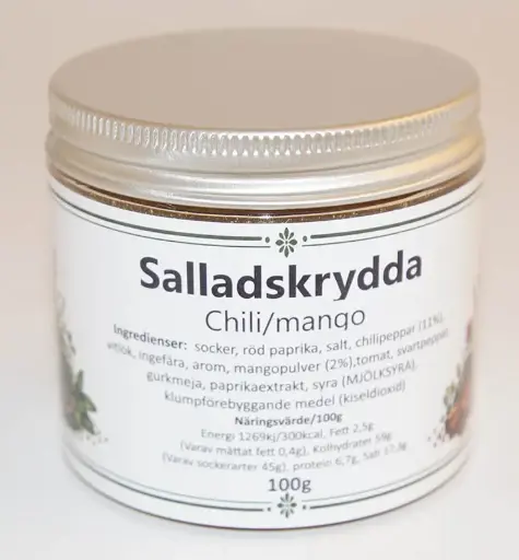 [S204B] Salad seasoning chili/mango in pet jar with silver lid 100g