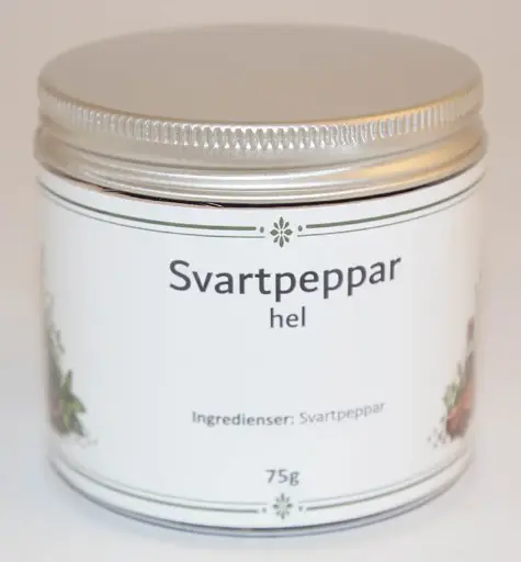 [S219B] Svartpeppar hel i petburk med silver lock 75g