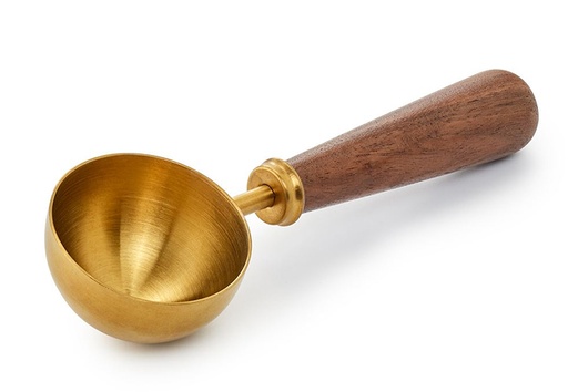 [1096] Tea and coffee measuring spoon gold 140mm wooden handle
