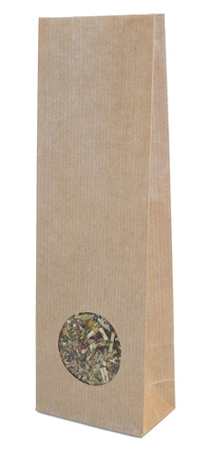 [1290] 100g Brun matt påse med runt fönster 40x70x215mm