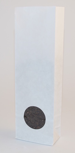 [1299] 100g Vit matt påse med runt fönster 40x70x215mm