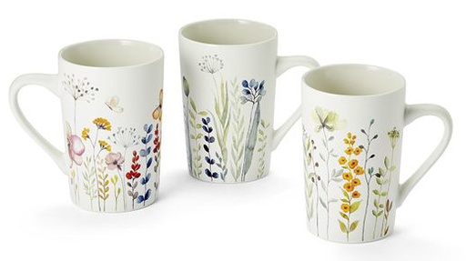 [1488] Mug flowers 3 patterns sorted 3dl